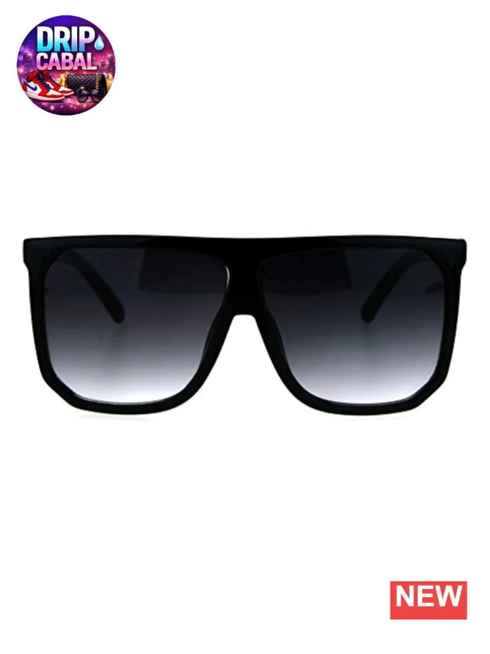 Oversized Flat Top Square Sunglasses UV400 Polycarbonate Lens